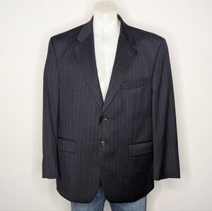Lauren Ralph Lauren Blue White Pinstripe Wool Suit Jacket Blazer L